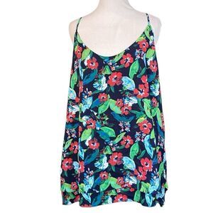 Zac & Rachel Floral Double Layer Printed Popover Tank Top New